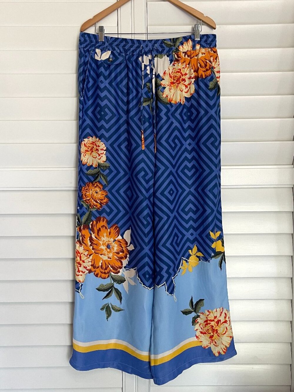 *NWT* Maeve Tropical Straight Leg Pull on Silk Pants Size Large Anthropologie - Picture 5 of 14